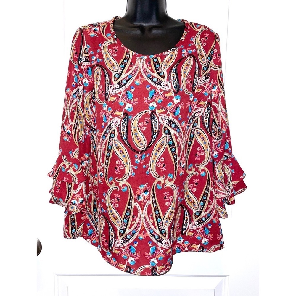 Valerie Stevens red blouse